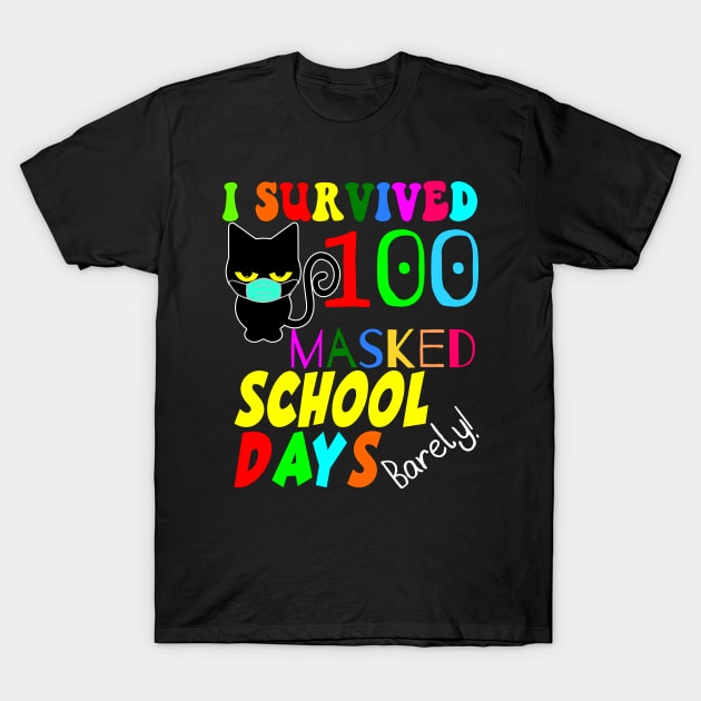 I survived 100 Masked School Days T-Shirt by Seaside Designs